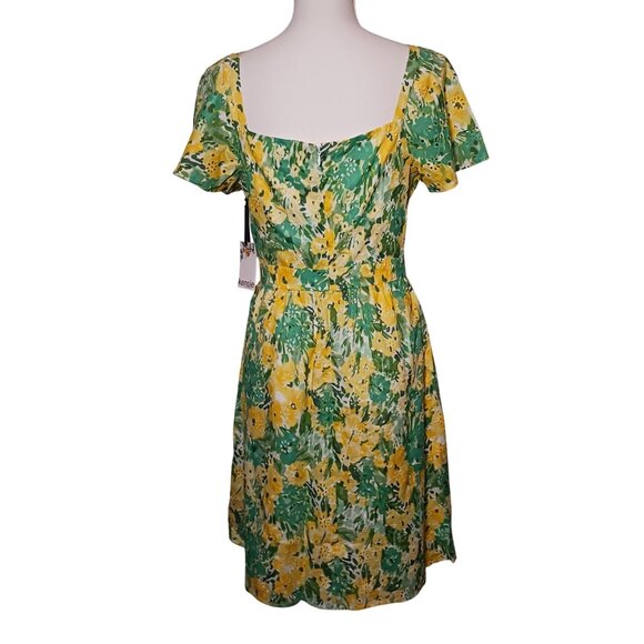 New‎ Kensie Dresses Womens Mini Eyelet Fit & Flare Dress Citron Multi Size 6 - Picture 5 of 12